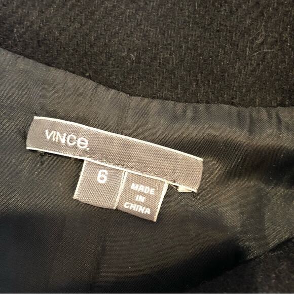 Vince black wool blend moto style full zip coat size 6 - Picture 9 of 16